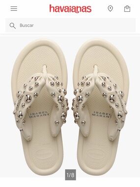 Havaianas Cream Studded Padded-strap Flip Flop Sandals